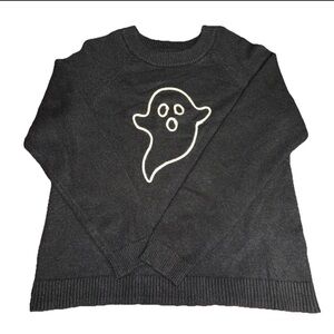 Halloween Ghost Outline Black Sweater Maurice’s Pullover Womens Medium Teacher